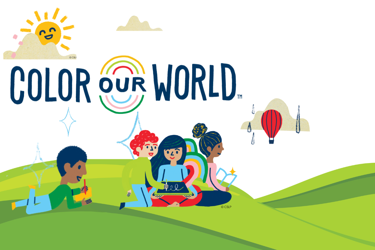  Colorful abstract design with vibrant hues representing diversity and creativity in the phrase "color our world."